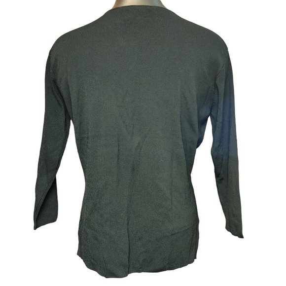 Lou Lou Women's Black Knit Long Sleeve Rose Embroidered Top 1X - Picture 2 of 3